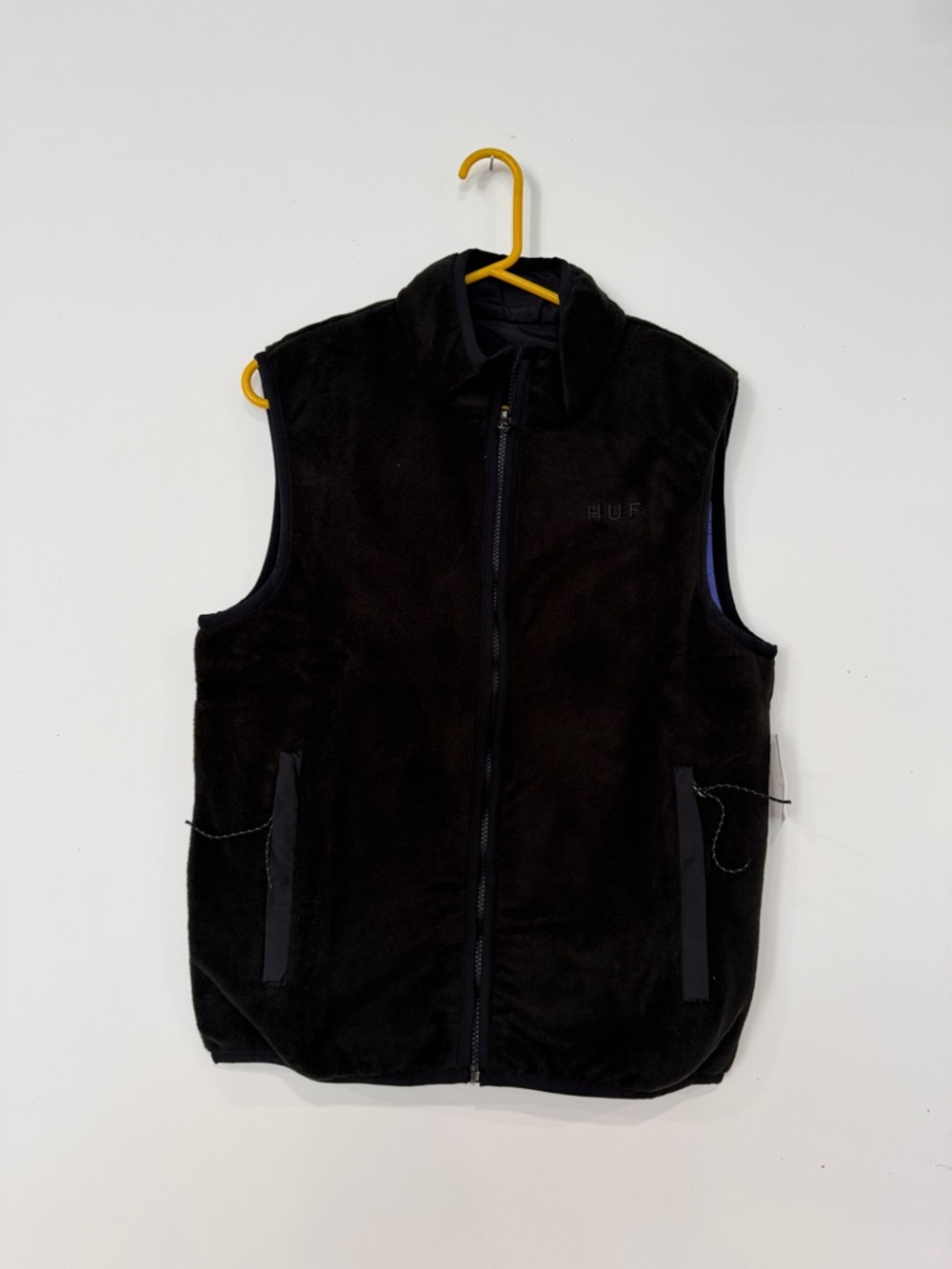 HUF Black Reversible Fleece Vest Zip-Up